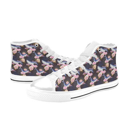 Blue Whale Print Design LKS401 Men's High Top Canvas Shoes