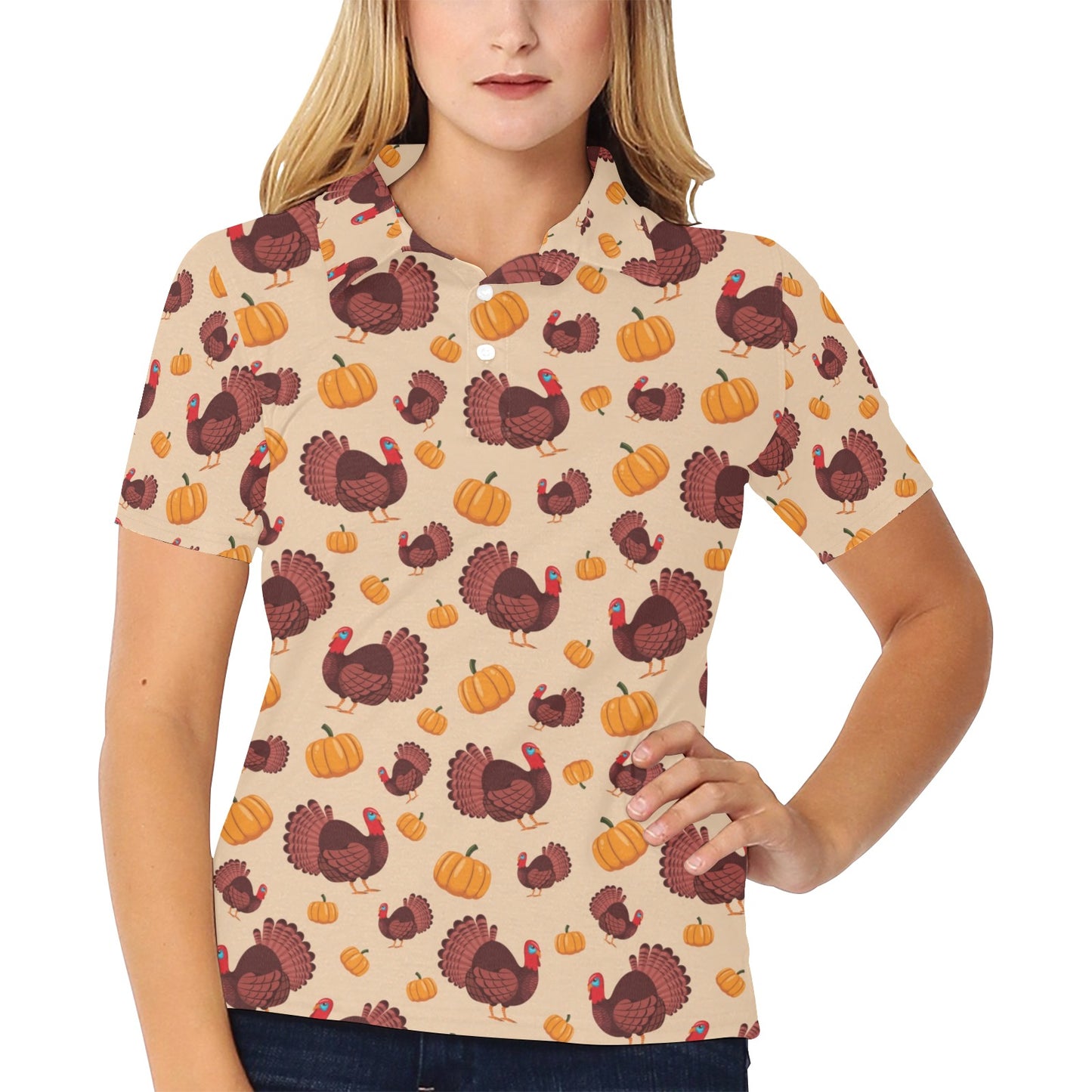 Thanksgiving Print Design LKS308 Women's Polo Shirt