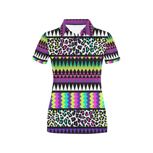 Animal Skin Aztec Rainbow Women's Polo Shirt