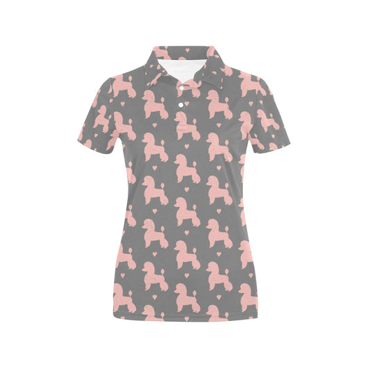 Poodle Pattern Print Design A02 Women's Polo Shirt