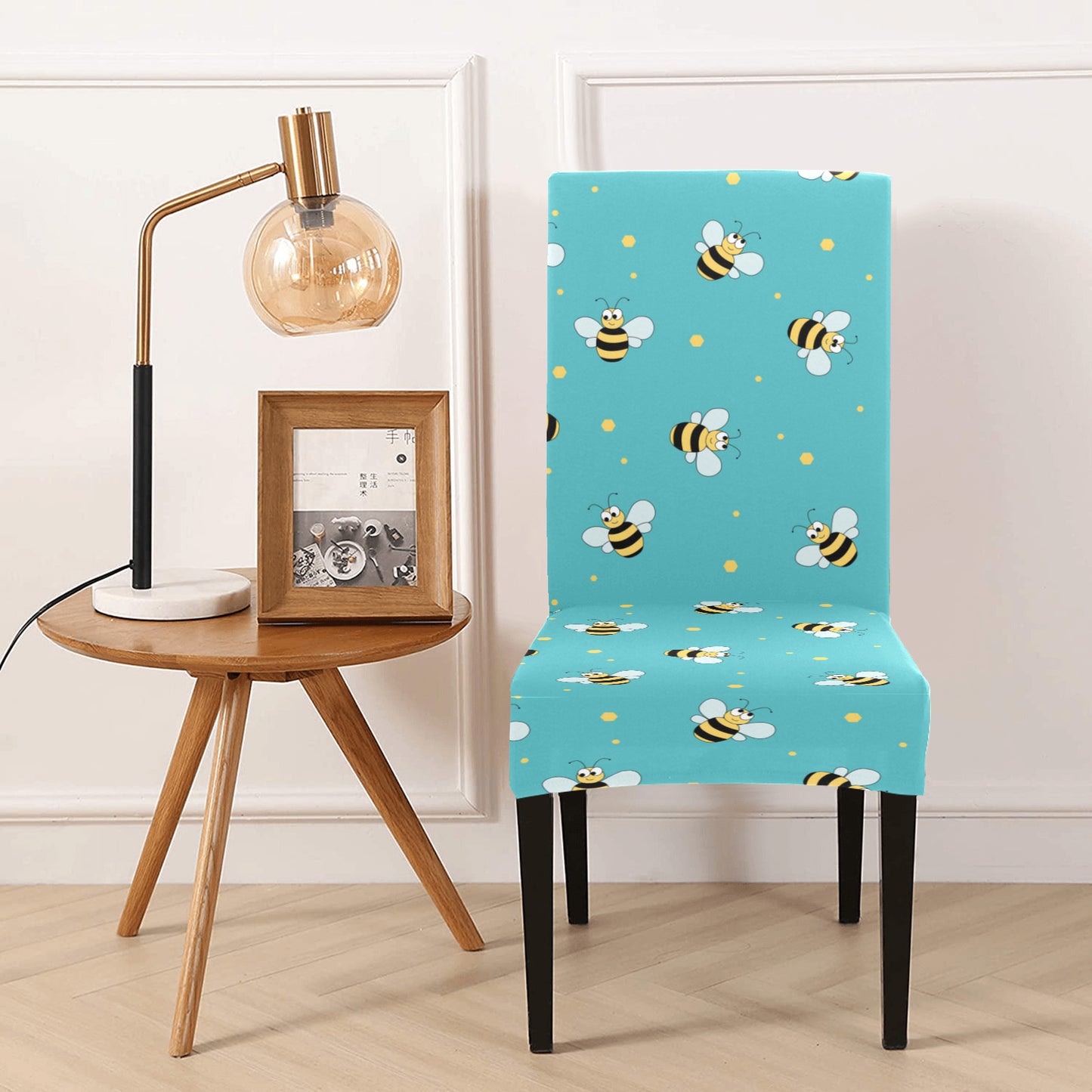 Bee With Dot Print Design LKS309 Dining Chair Slipcover