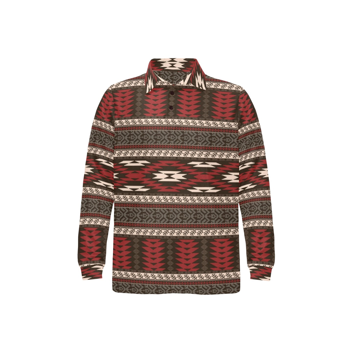 Native Pattern Print Design A03 Long Sleeve Polo Shirt For Men's
