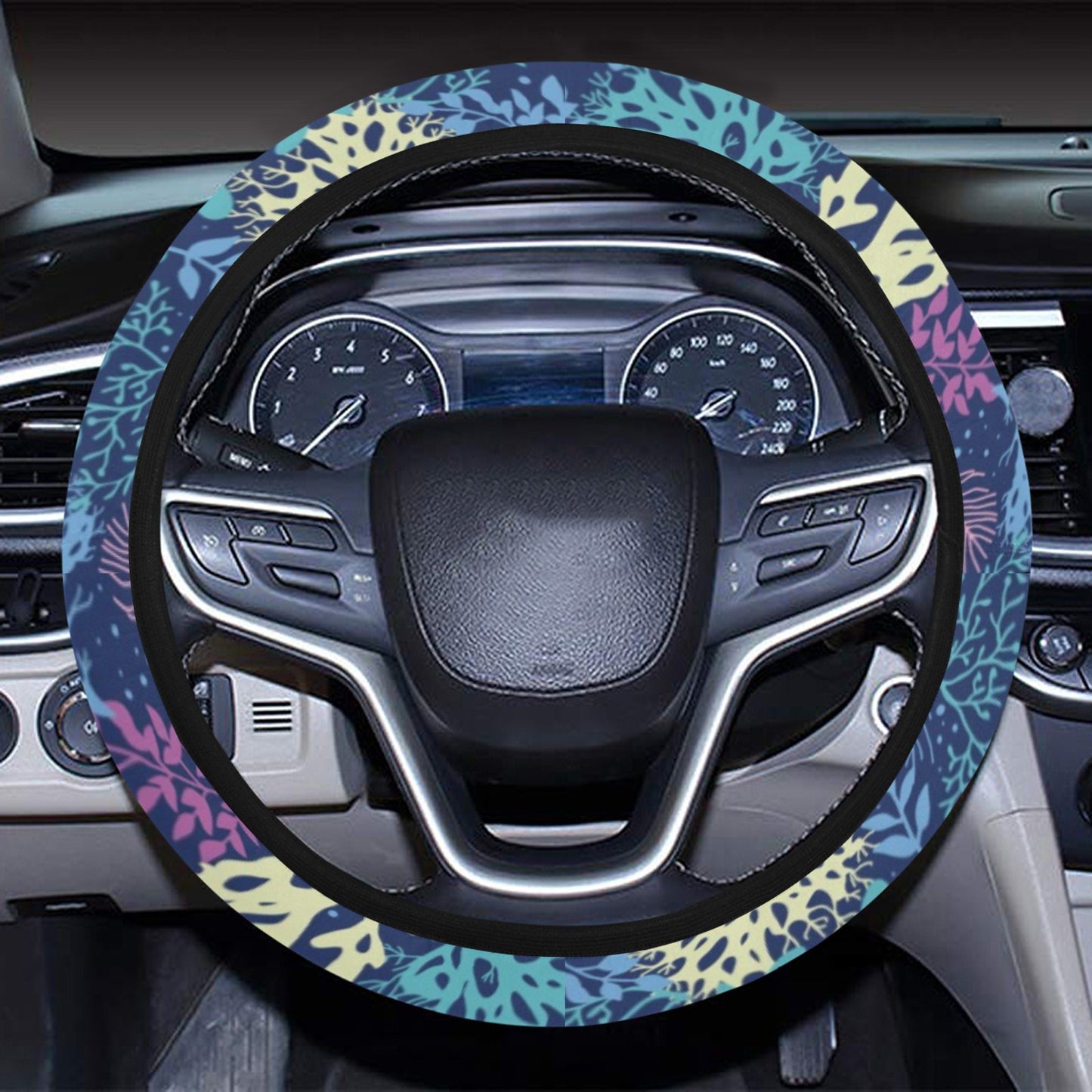 Seaweed Print Design LKS301 Steering Wheel Cover with Elastic Edge