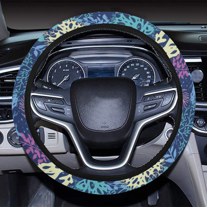 Seaweed Print Design LKS301 Steering Wheel Cover with Elastic Edge