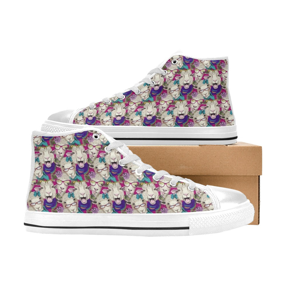 Sheep Print Design LKS403 Men's High Top Canvas Shoes