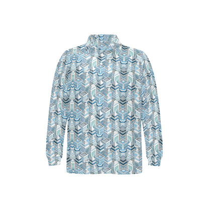 City Pattern Print Design 03 Long Sleeve Polo Shirt For Men's
