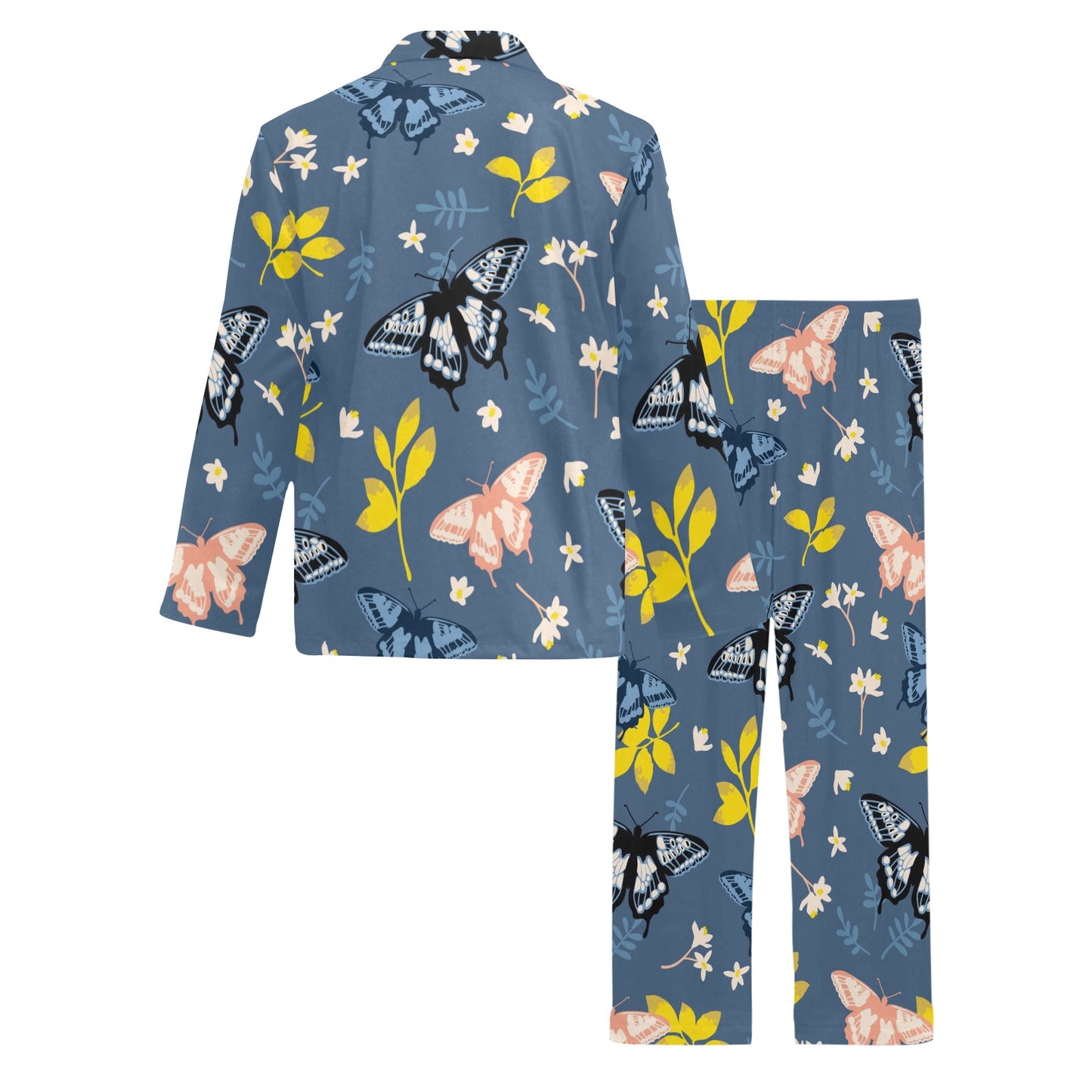 Monarch Butterfly Pattern Print Design 02 Men's Long Pajama Set