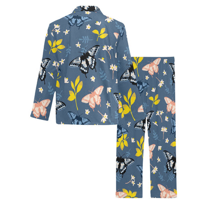 Monarch Butterfly Pattern Print Design 02 Men's Long Pajama Set