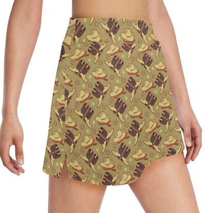 Western Cowboy Themed 17" Golf & Pickleball Skort with Pockets