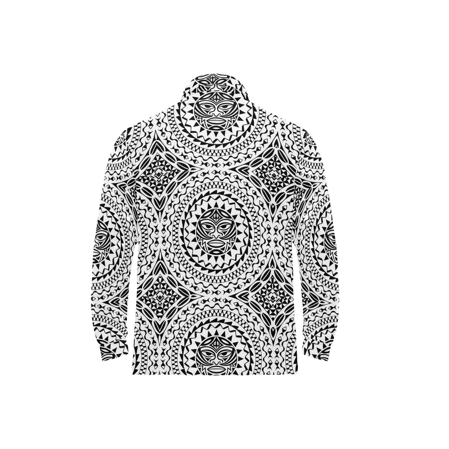 Polynesian Tribal Mask Long Sleeve Polo Shirt For Men's