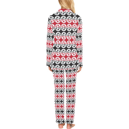 Maori Classic Themed Design Print Women's Long Pajama Set