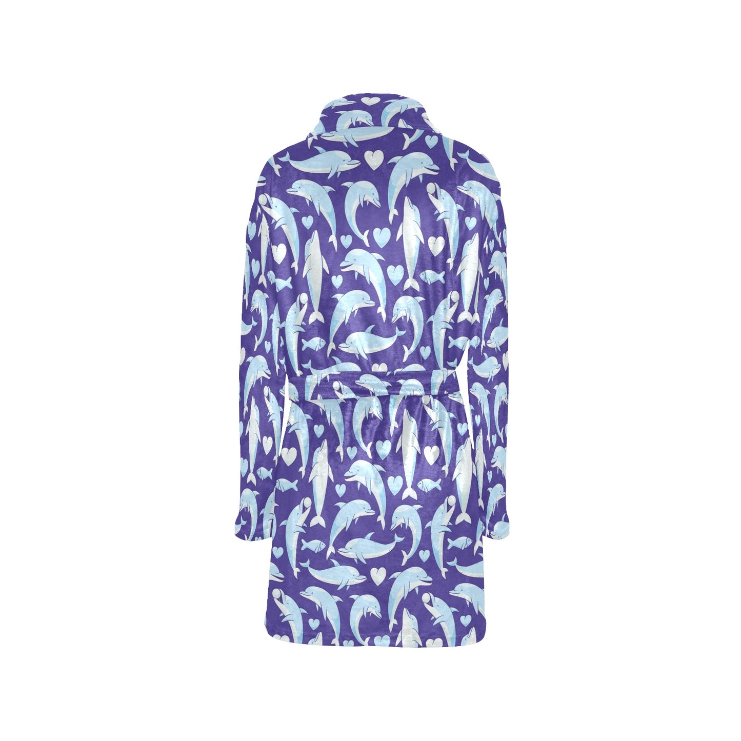 Dolphin Smile Print Pattern Women's Fleece Robe