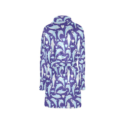 Dolphin Smile Print Pattern Women's Fleece Robe