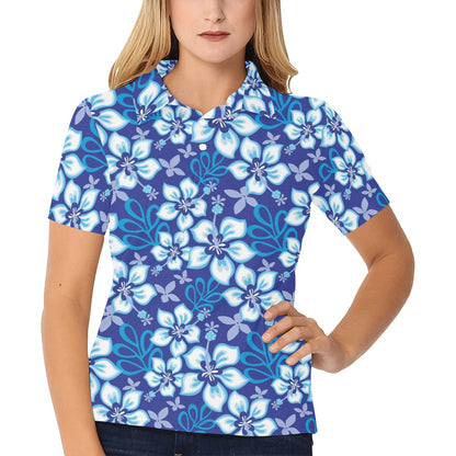 Hibiscus Pattern Print Design HB04 Women's Polo Shirt