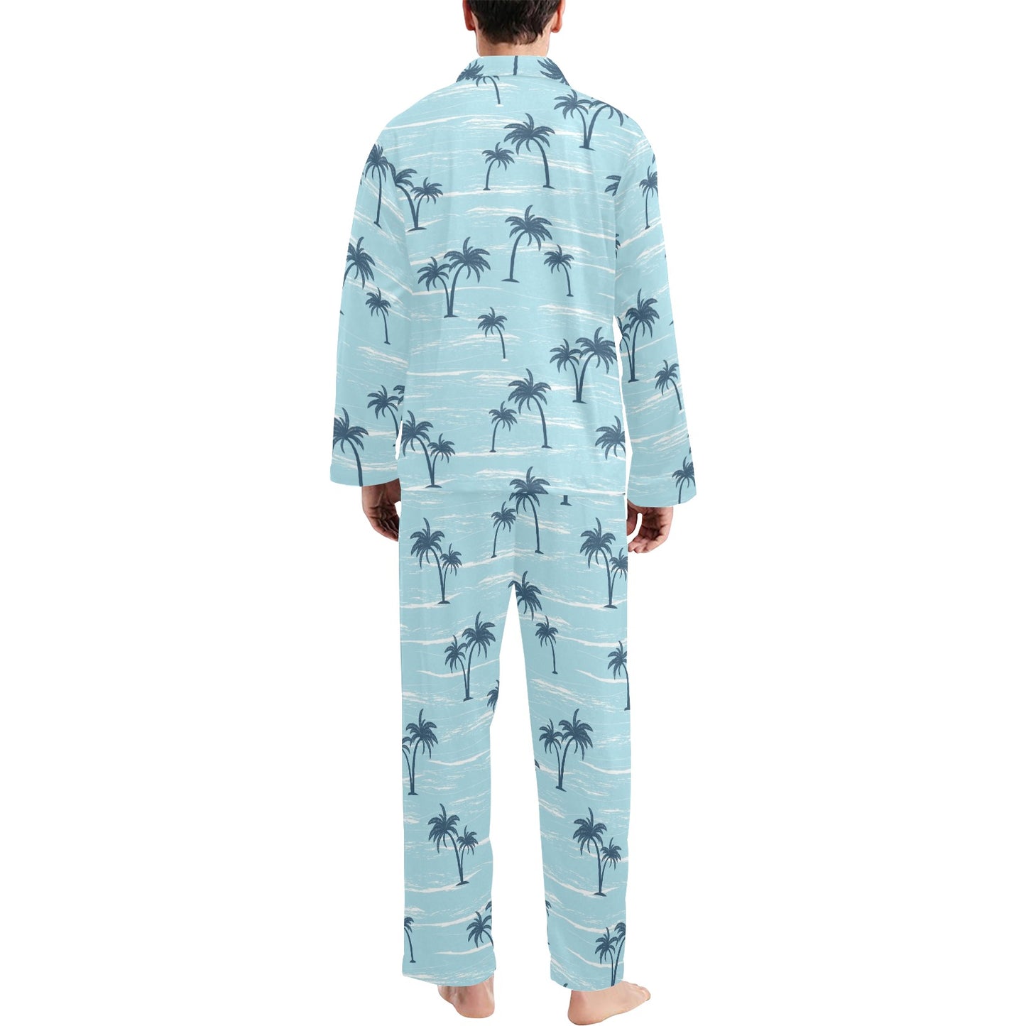 Palm Tree Pattern Print Design PT04 Men's Long Pajama Set