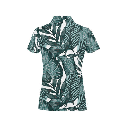 Tropical Palm Leaves Pattern Women's Polo Shirt