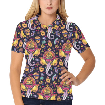 Ganesha Indian Pattern Print Design 03 Women's Polo Shirt