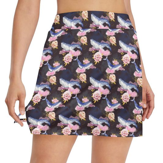 Blue Whale Print Design LKS401 17" Golf & Pickleball Skort with Pockets