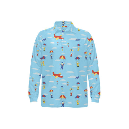 Skydiver Print Design LKS304 Long Sleeve Polo Shirt For Men's