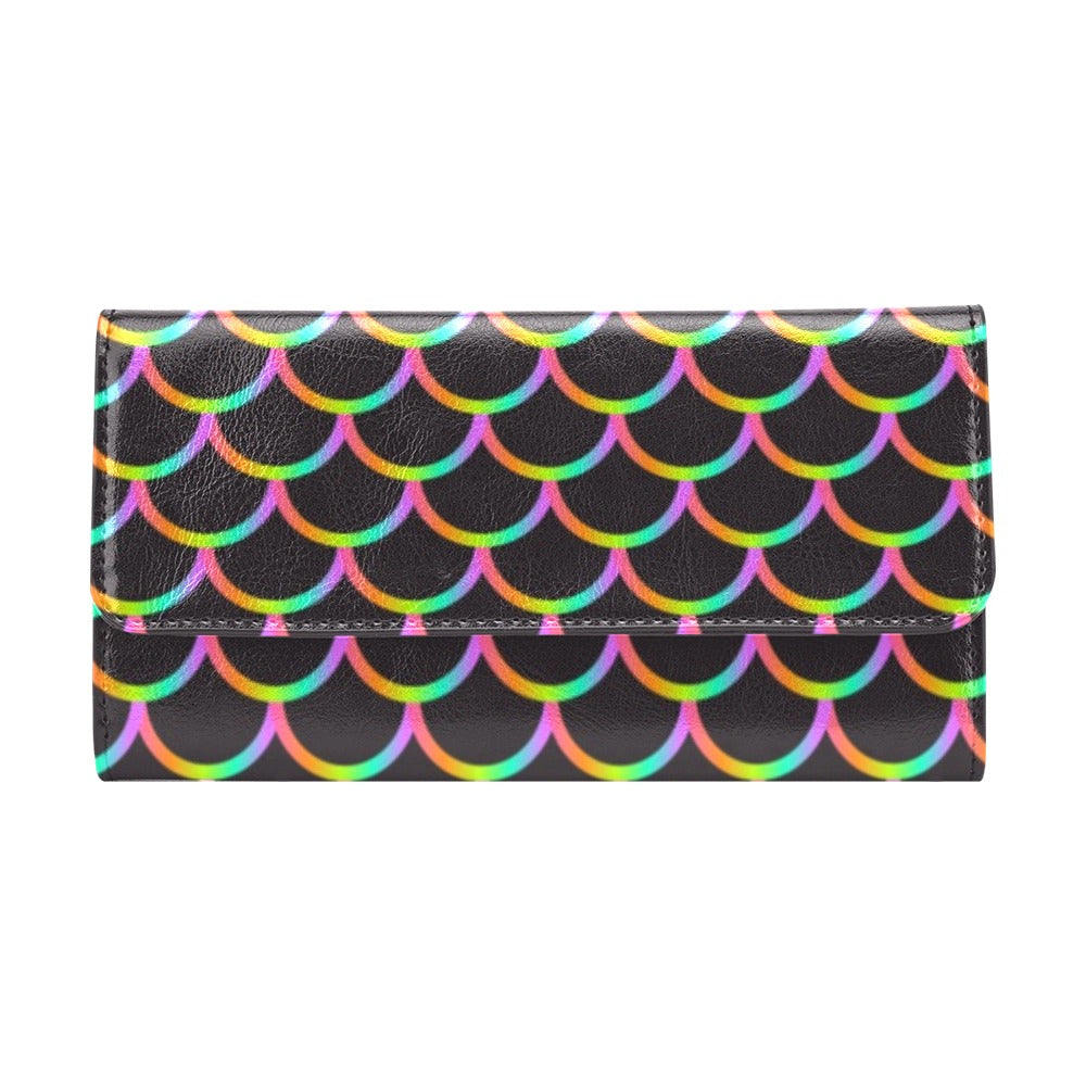 Mermaid Tail Rainbow Design Print Women's Trifold Wallet
