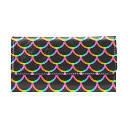 Mermaid Tail Rainbow Design Print Women's Trifold Wallet