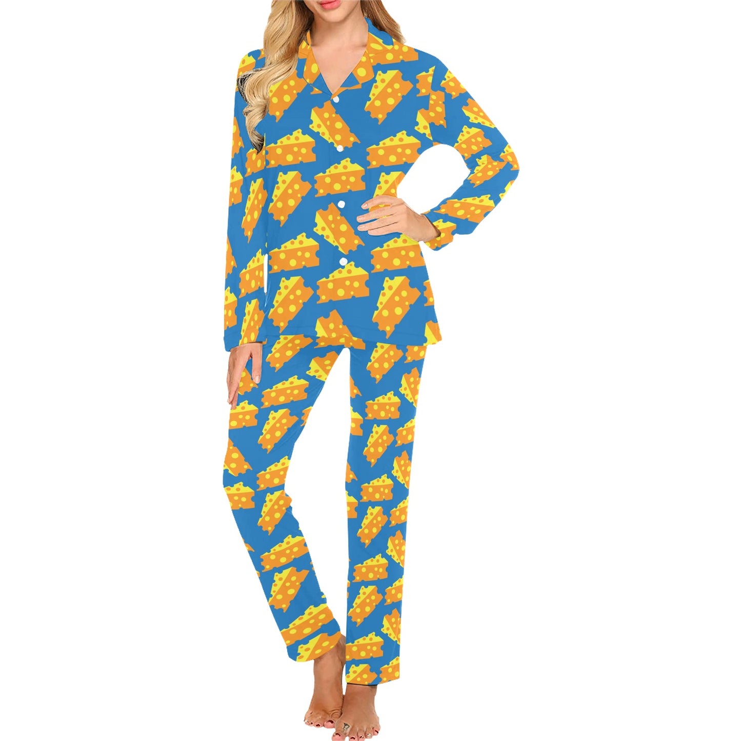 Cheese Pattern Print Design 05 Women's Long Pajama Set
