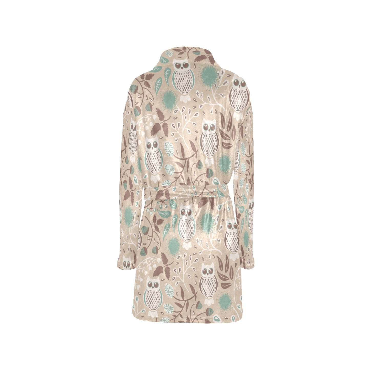 Owl Pattern Print Design A02 Women's Fleece Robe