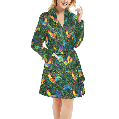 Rooster Pattern Print Design A01 Women's Fleece Robe