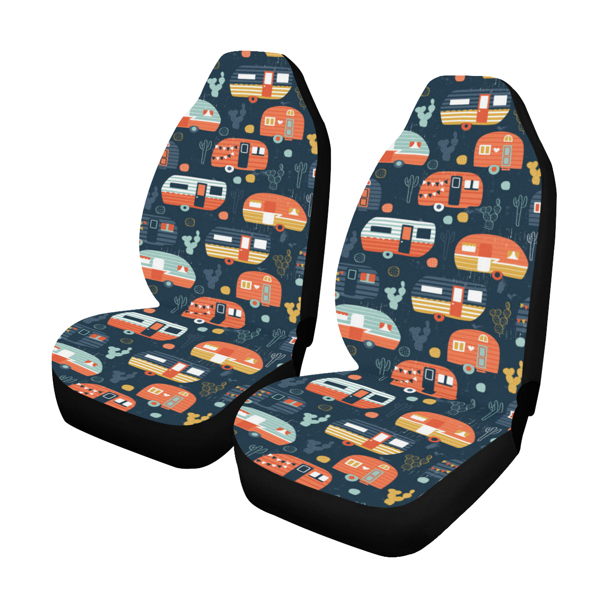 Camper Caravan Print Pattern Car Seat Covers (Set of 2)