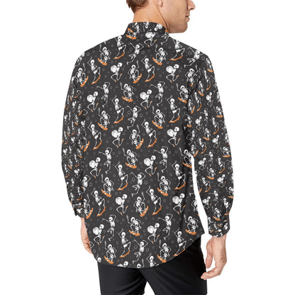Skateboard With Skeleton Print Design LKS303 Men's Long Sleeve Dress Shirt