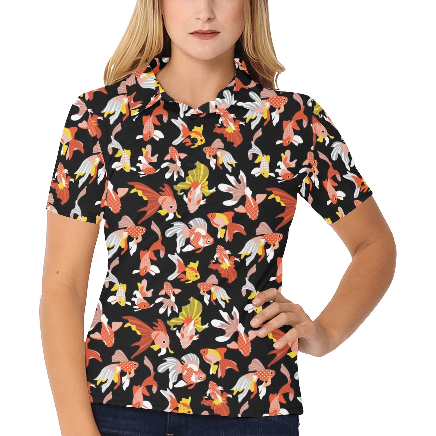 Goldfish Print Design LKS401 Women's Polo Shirt