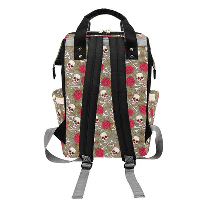 Skull Bone Rose Print Design LKS303 Diaper Bag Backpack