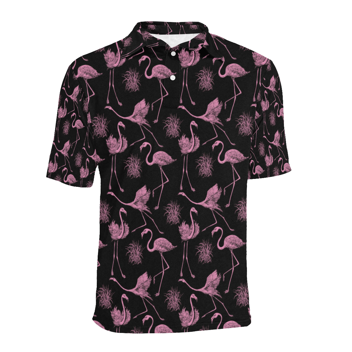 Flamingo Pink Print Pattern Men Polo Shirt