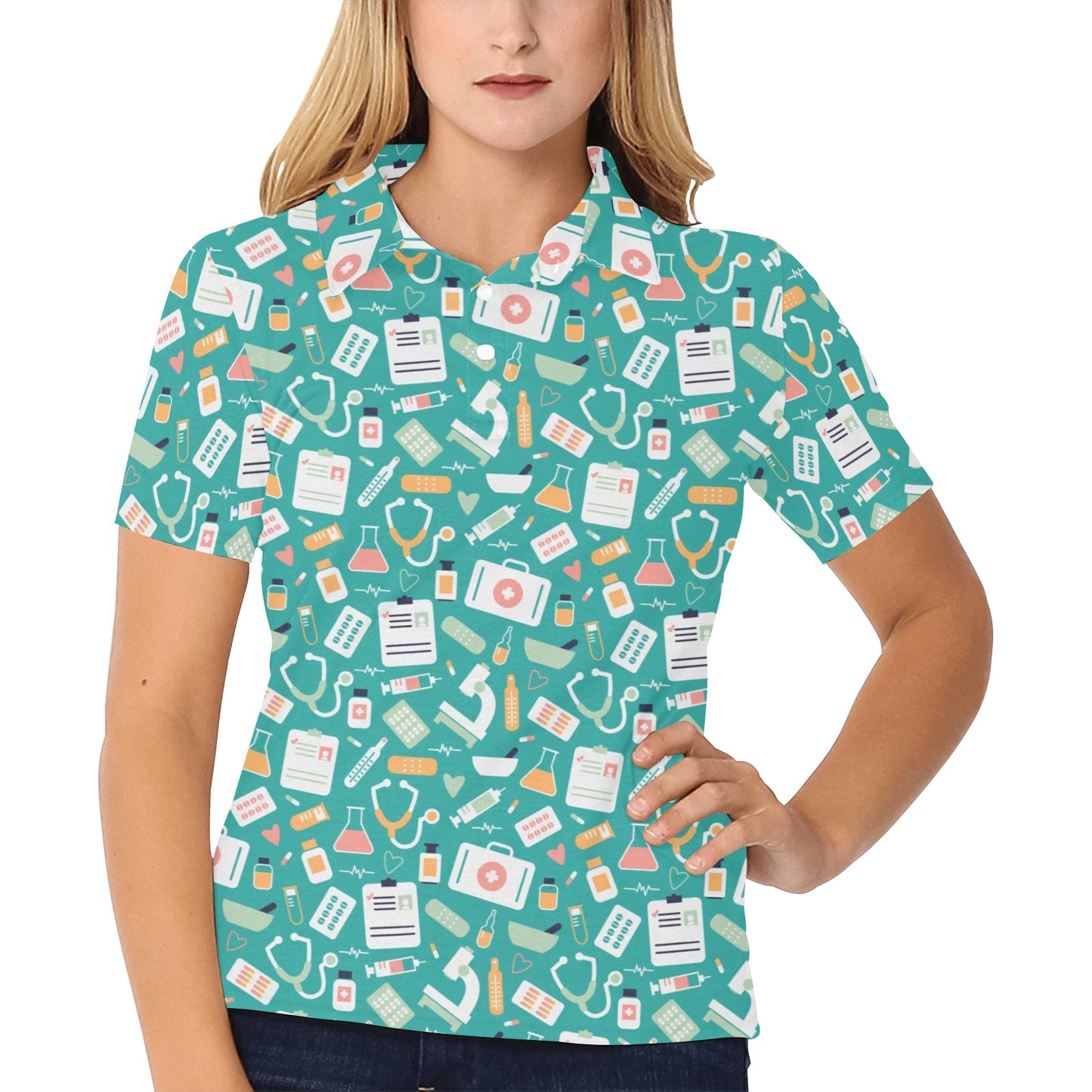 Medical Pattern Print Design 03 Women's Polo Shirt