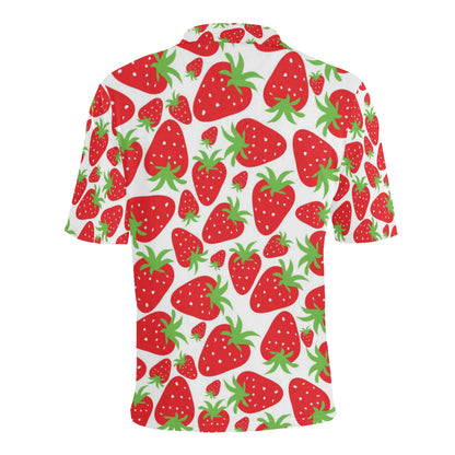 Strawberry Pattern Print Design SB01 Men Polo Shirt