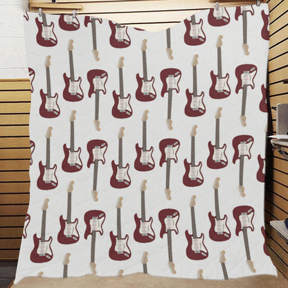 Bass Guitar Pattern Print Design 03 Premium Quilt