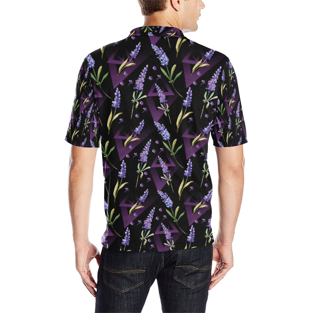Lavender Pattern Print Design LV07 Men Polo Shirt