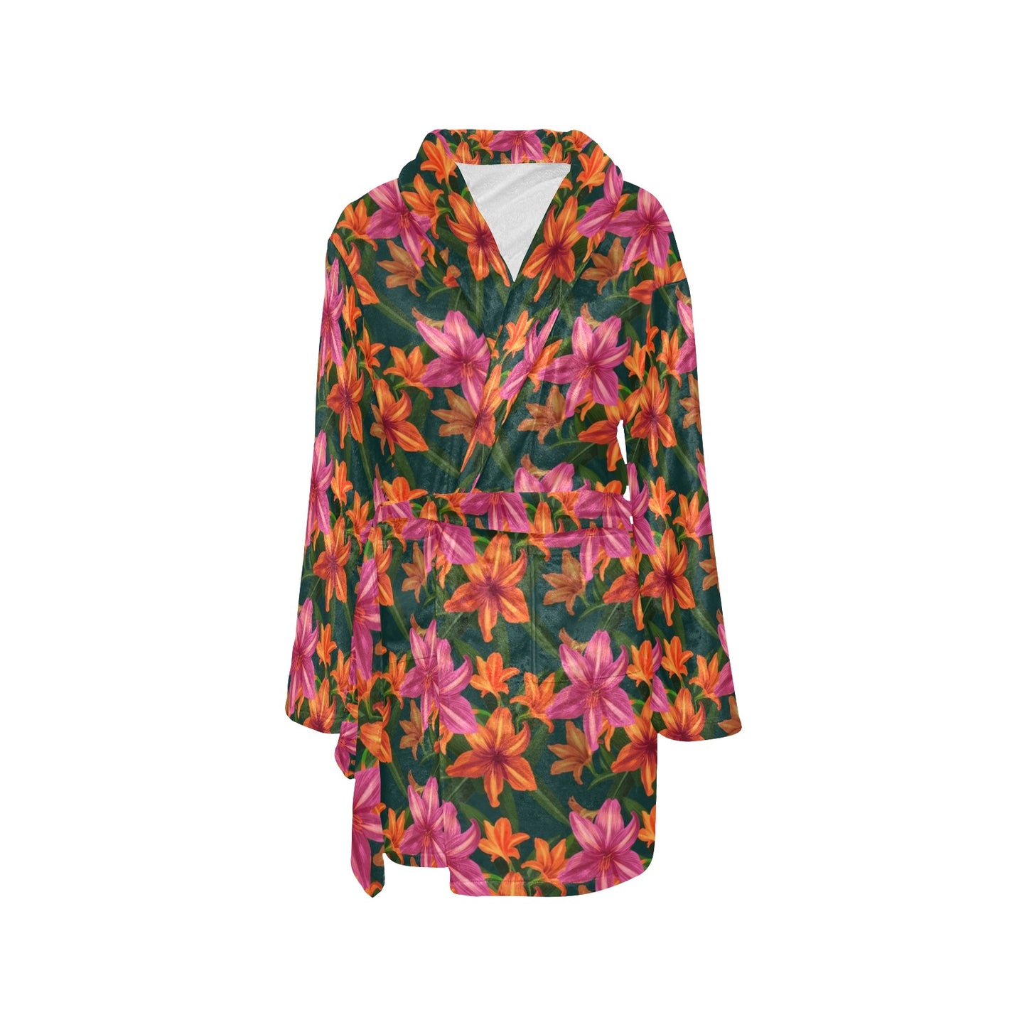 Amaryllis Pattern Print Design AL01 Women's Fleece Robe