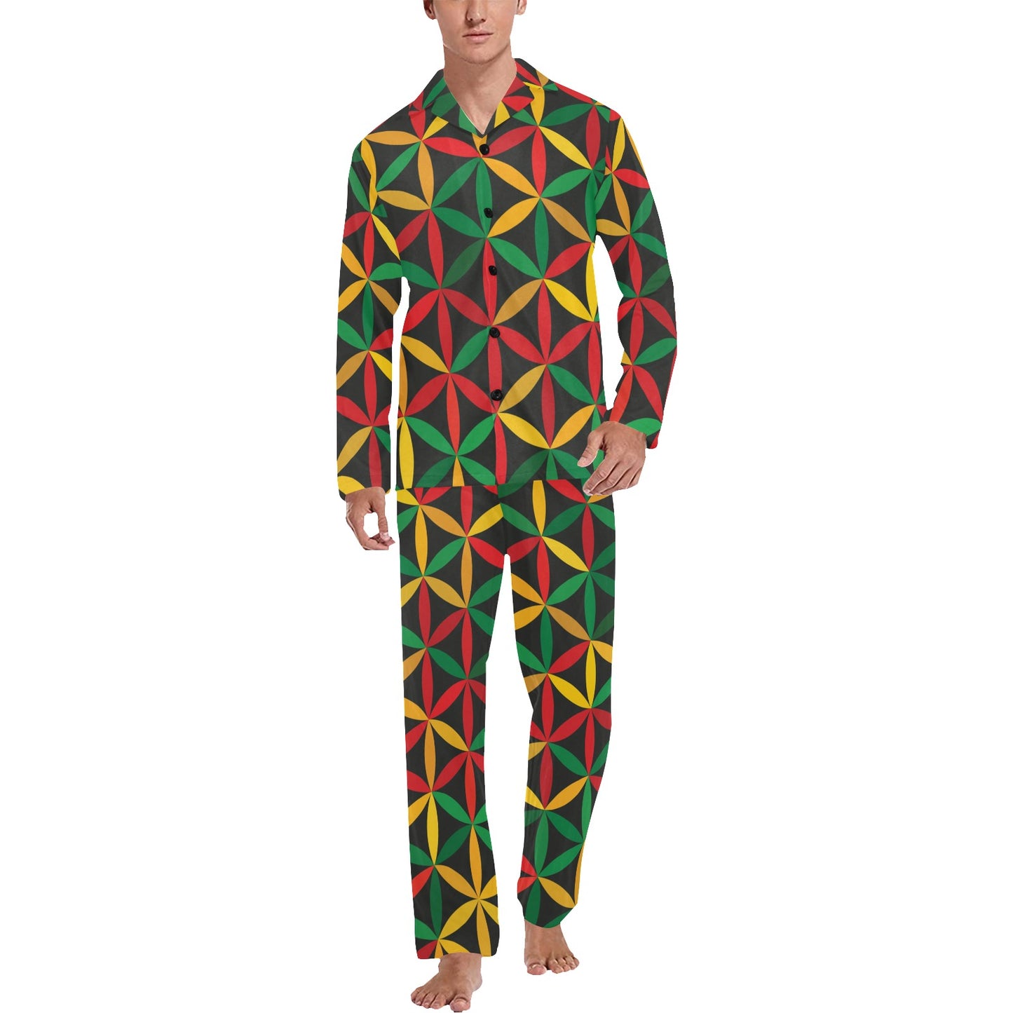 Rasta Pattern Print Design A04 Men's Long Pajama Set