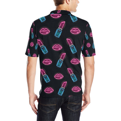 Lipstick Color Neon Pattern Print Design 03 Men Polo Shirt