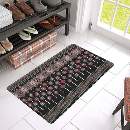 Ethnic Dot Style Print Pattern Rubber Doormat
