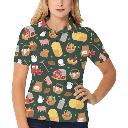 Agricultural Farm Print Design 02 Women's Polo Shirt