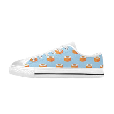 Salmon Sushi Print Design LKS307 Women's White Low Top Shoes