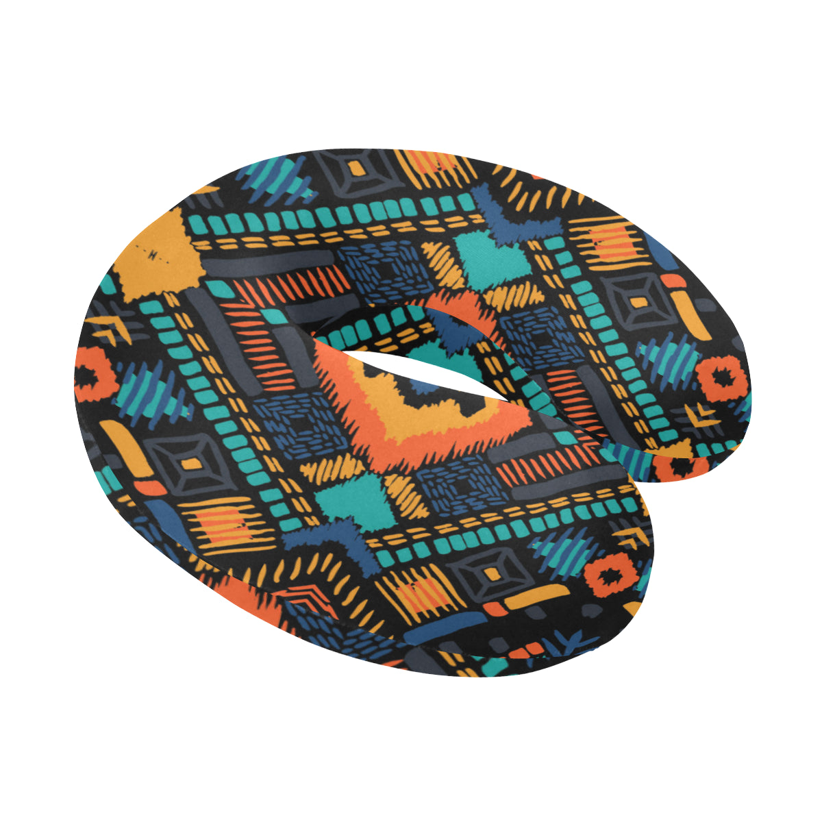 Kente Pattern Print Design 04 U-Shaped Travel Neck Pillow