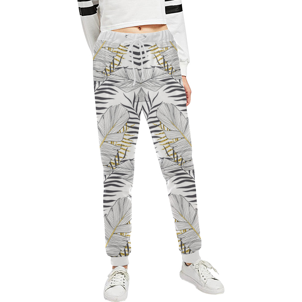 Gold Glitter Tropical Palm Leaves Unisex Sweatpants