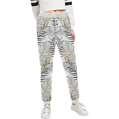 Gold Glitter Tropical Palm Leaves Unisex Sweatpants