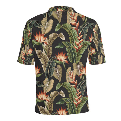 Tropical Flower Pattern Print Design TF014 Men Polo Shirt