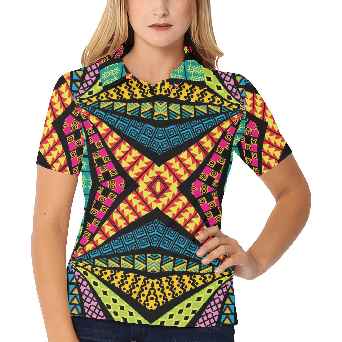 Kaleidoscope Pattern Print Design 05 Women's Polo Shirt