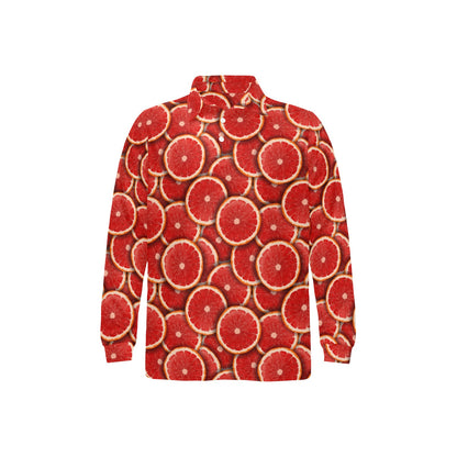 Grapefruit Pattern Print Design GF05 Long Sleeve Polo Shirt For Men's