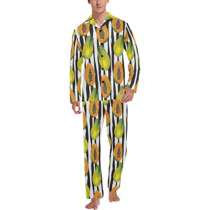 Papaya Pattern Print Design PP01 Men's Long Pajama Set